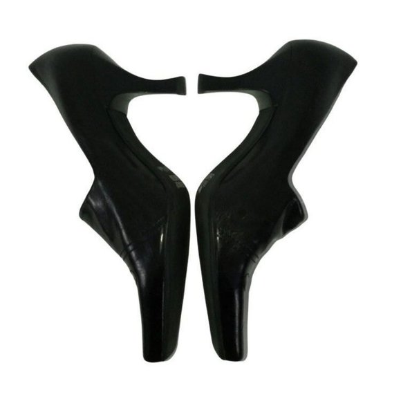 Franco Sarto Shoes, Square Toe, Black Vegan Leather, Stitching Design, High Heel - Picture 5 of 10